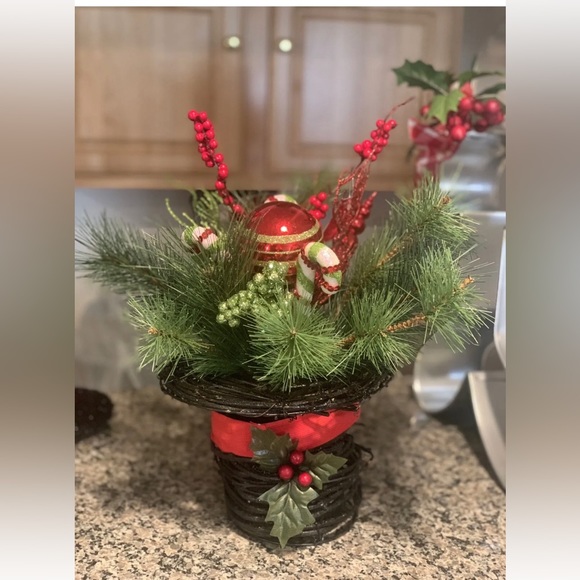Candy Cane and Berry Hat Snowman Hat Christmas Tabletop Decoration
